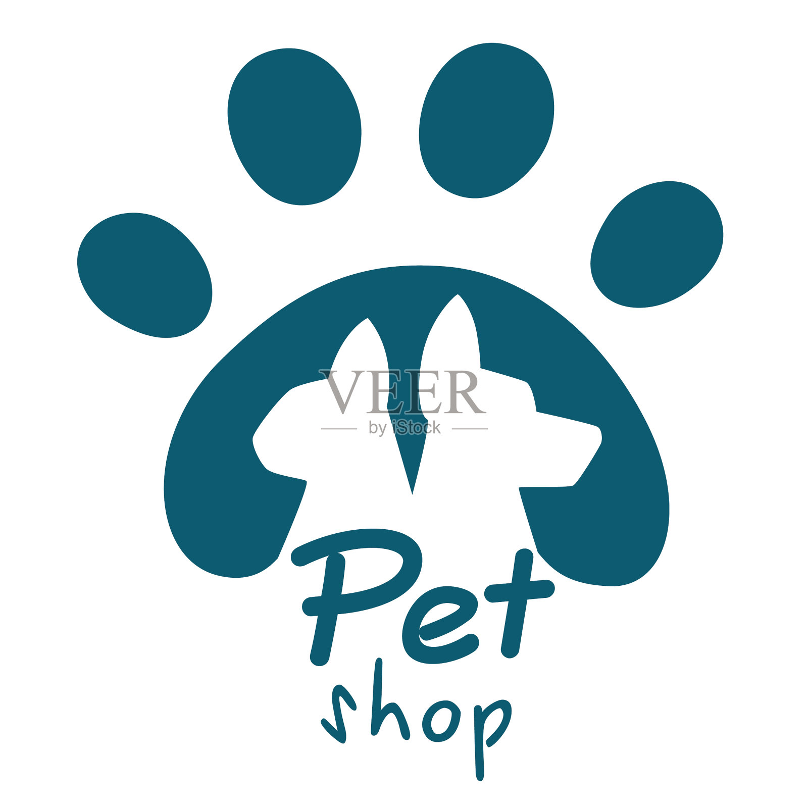 宠物店标志狗和猫图标标志会徽标签插画图片素材