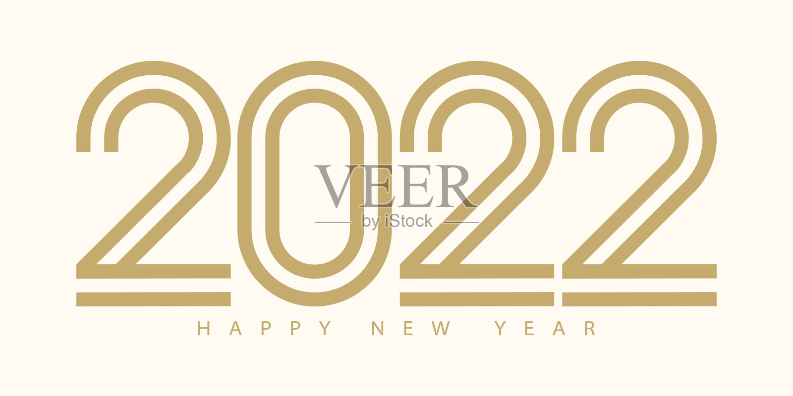 2022年新年快乐。2022现代文本向量豪华设计金色。设计元素图片