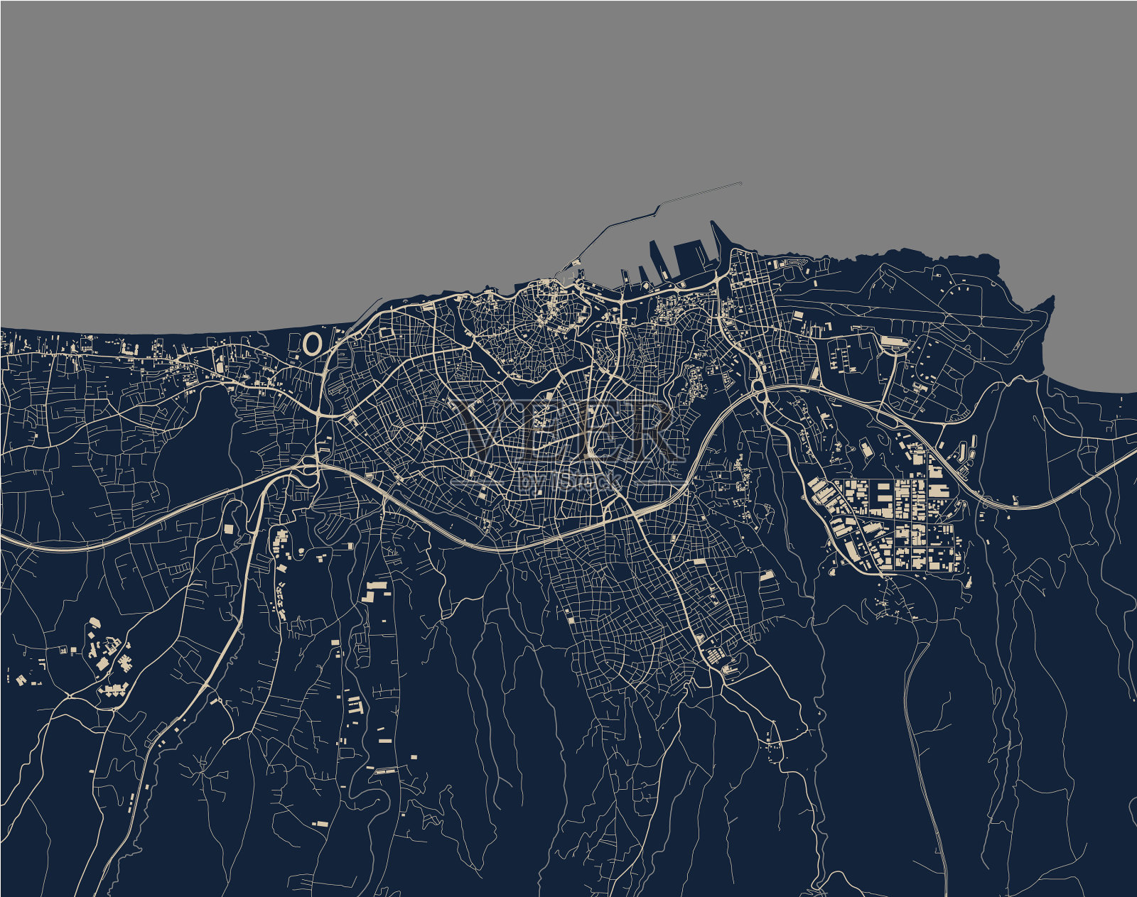地图城市希腊克里特岛的赫拉克里翁插画图片素材