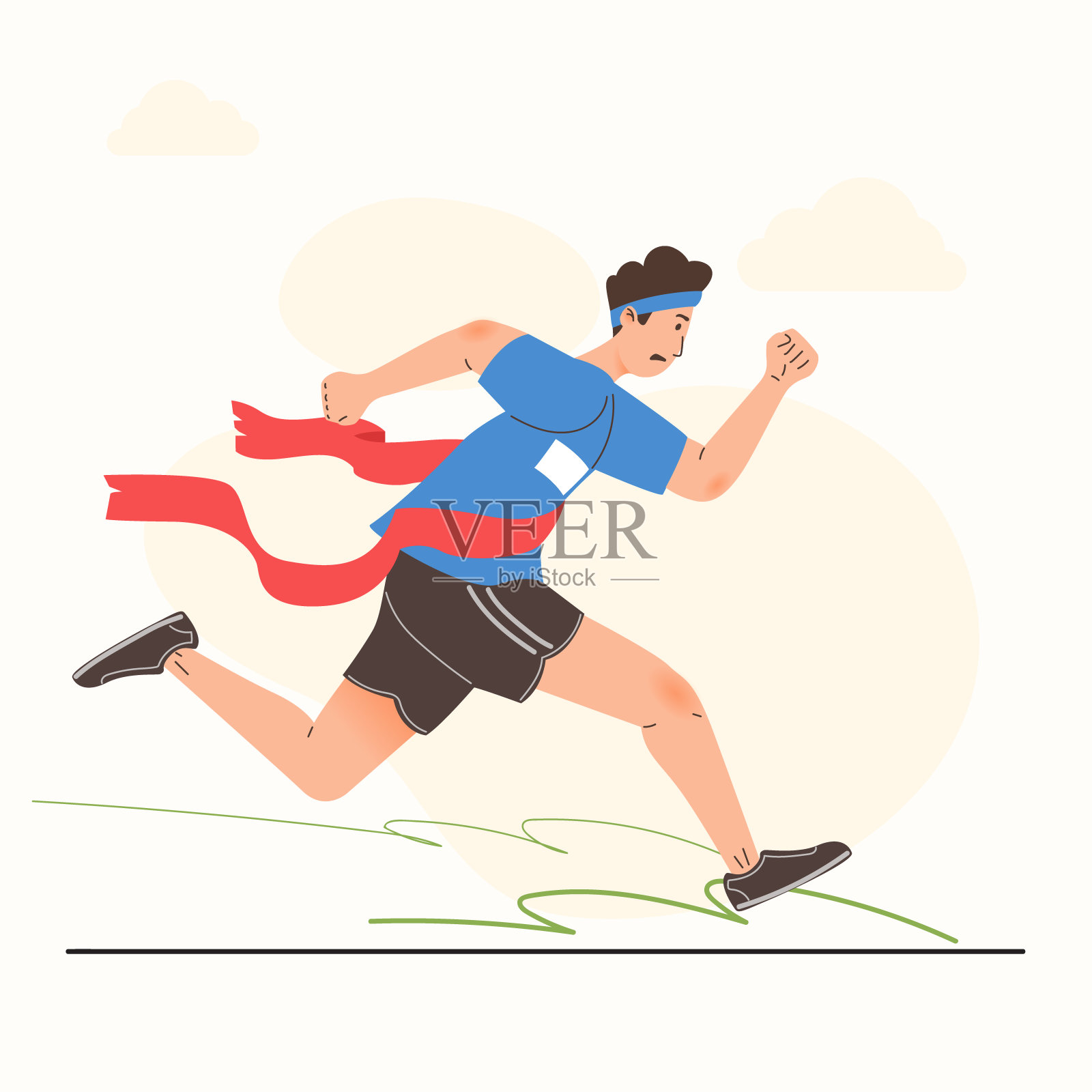 获胜的跑步运动员越过终点线插图插画图片素材