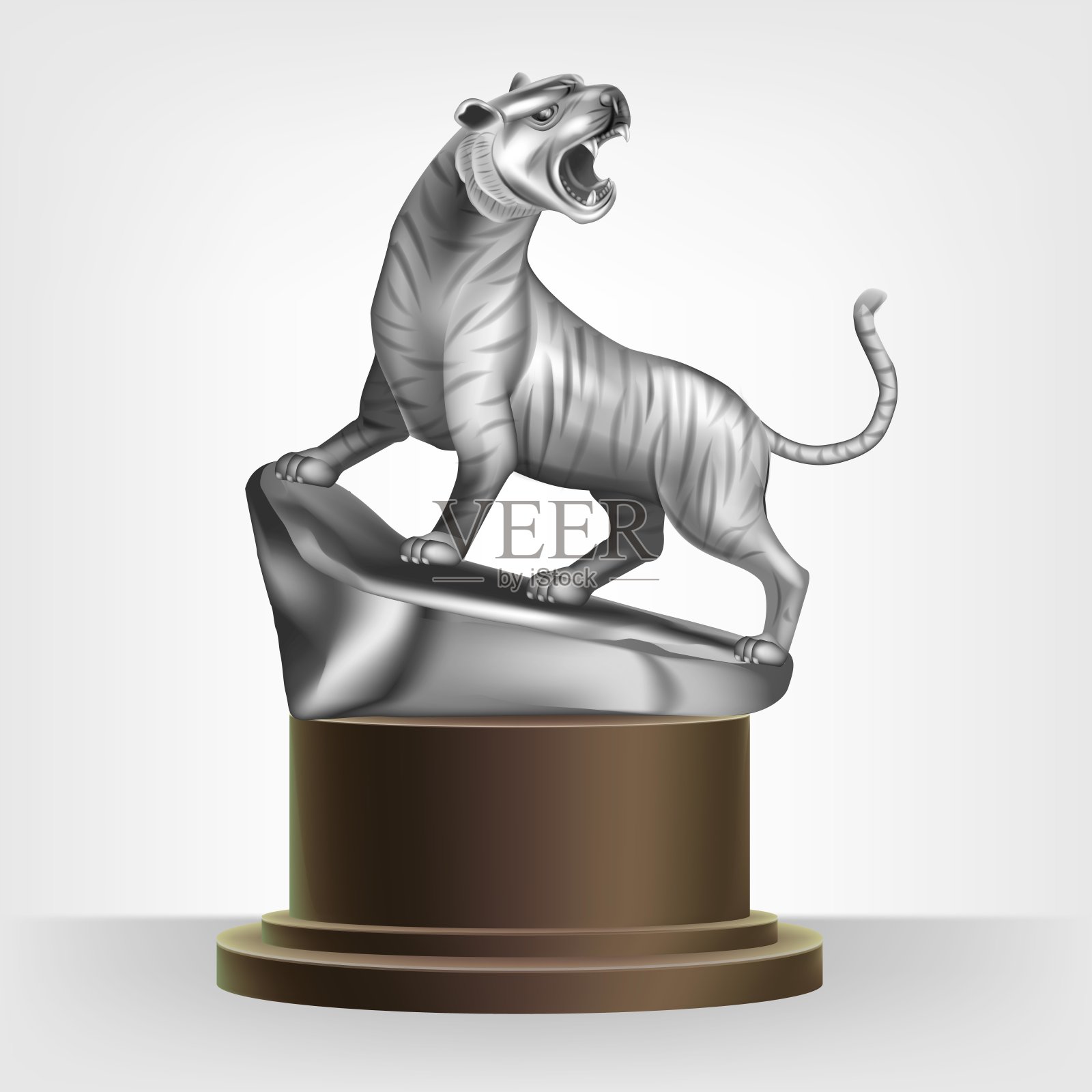 获胜的奖杯是一尊银色的老虎雕像。银虎。说明向量设计元素图片