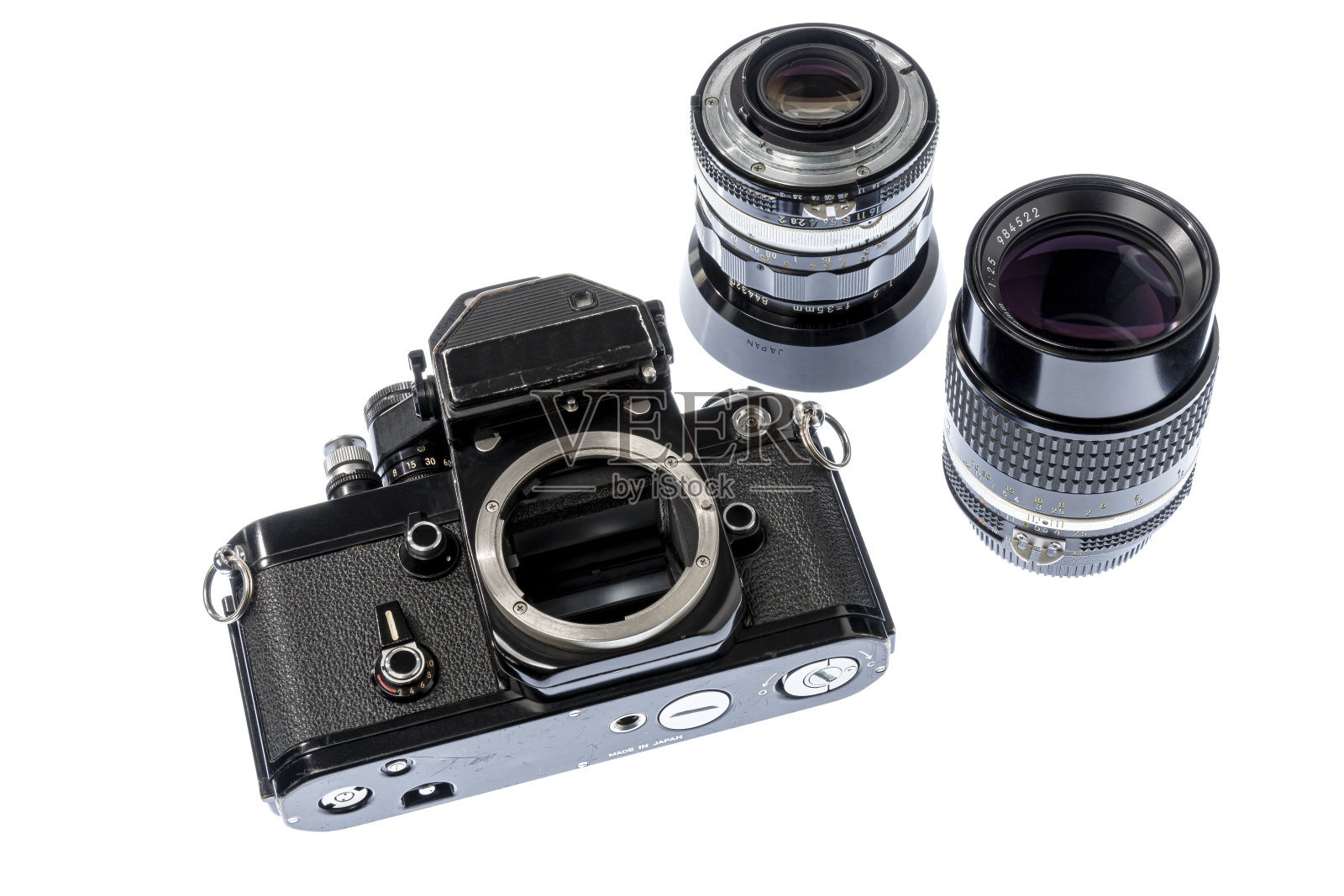 大量使用的1970"u2019专业相机35mm和105mm镜头"r"n照片摄影图片