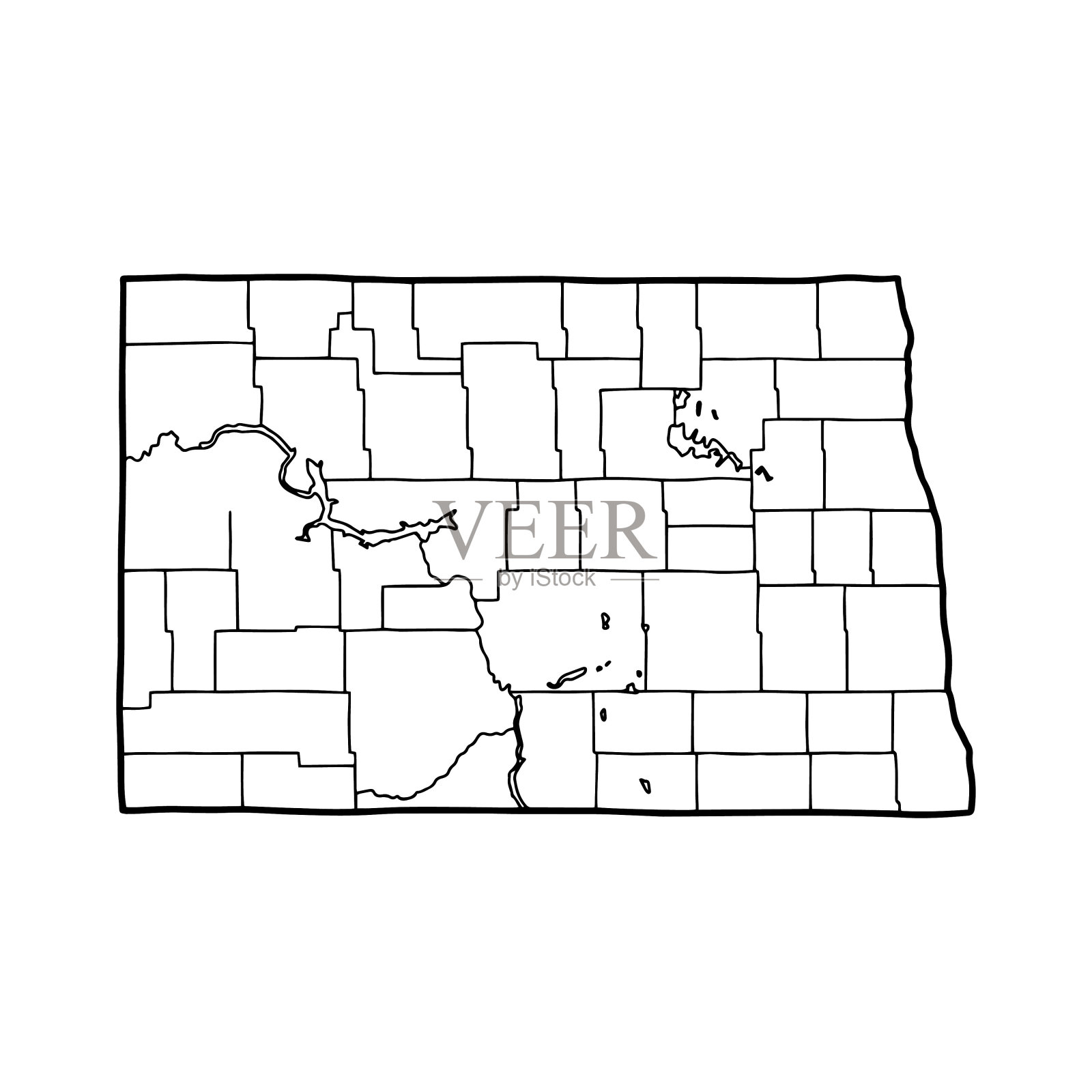 北达科他州地图矢量轮廓插画图片素材_ID:126744549-Veer图库