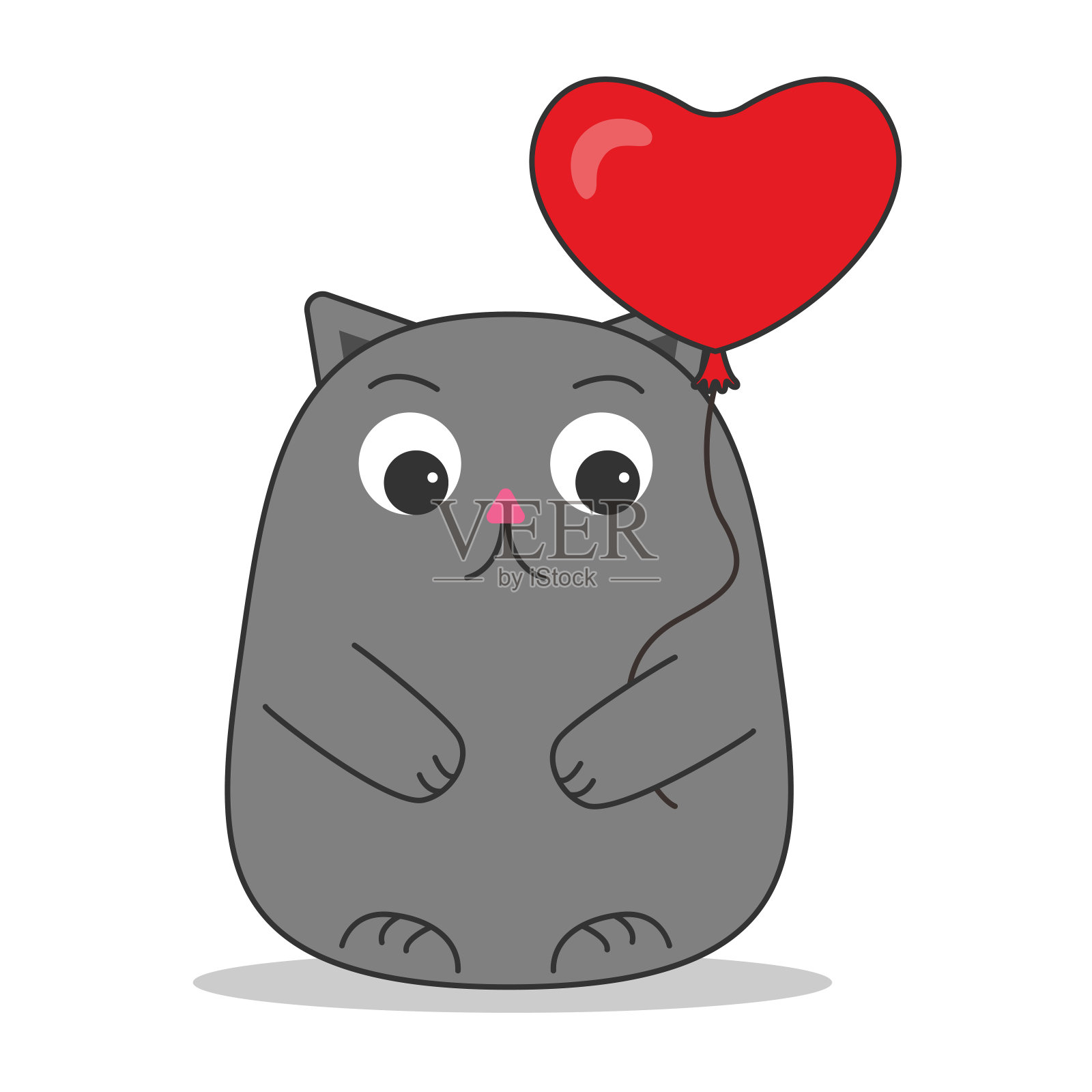 可爱的爱心卡与微笑玩具猫举行心图库插图由 © Yuzach # 18633851创作