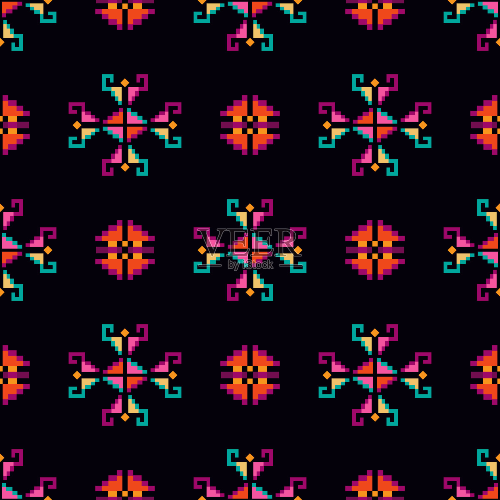 五颜六色的令人敬畏的部落波西米亚墨西哥几何印花。摘要无缝阿兹特克，玛雅图案。种族潮人背景，印度拉丁血统。背景图片素材
