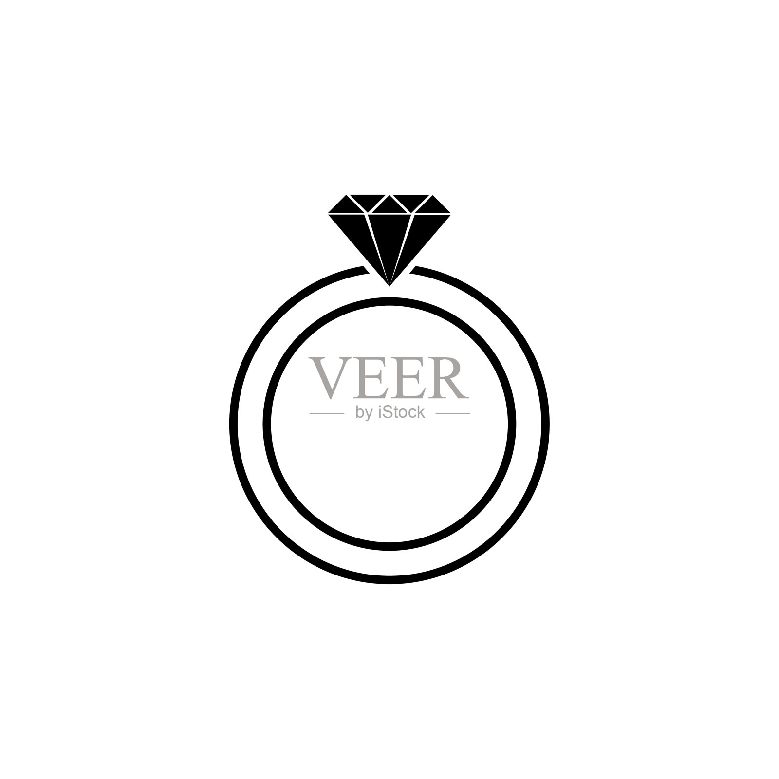钻石戒指图标，钻石矢量，戒指插图设计元素图片