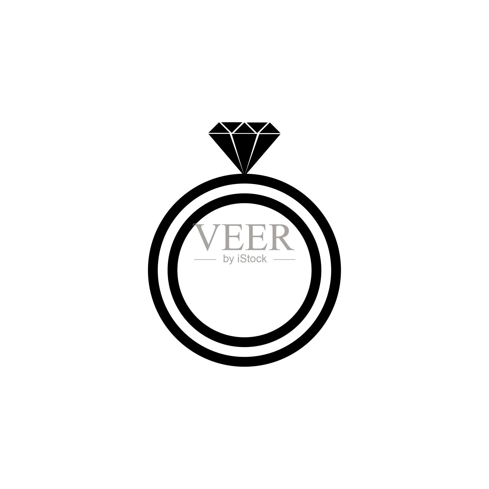 钻石戒指图标，钻石矢量，戒指插图设计元素图片