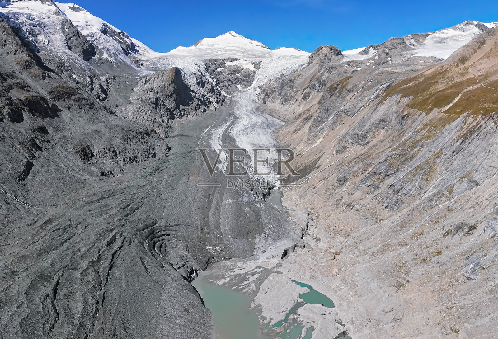 奥地利大格洛克纳冰川鸟瞰图照片摄影图片