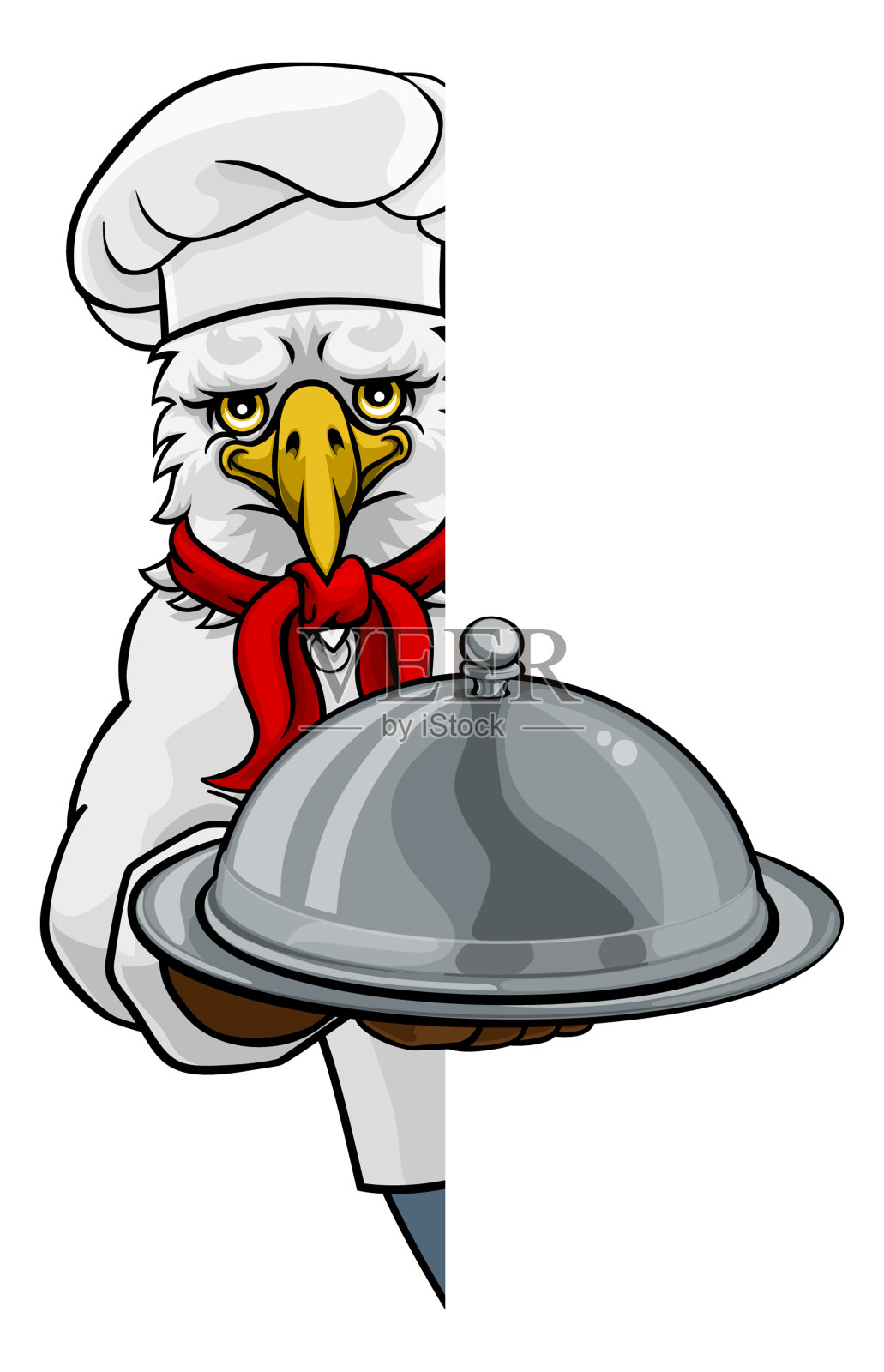 鹰厨师吉祥物标志卡通人物插画图片素材