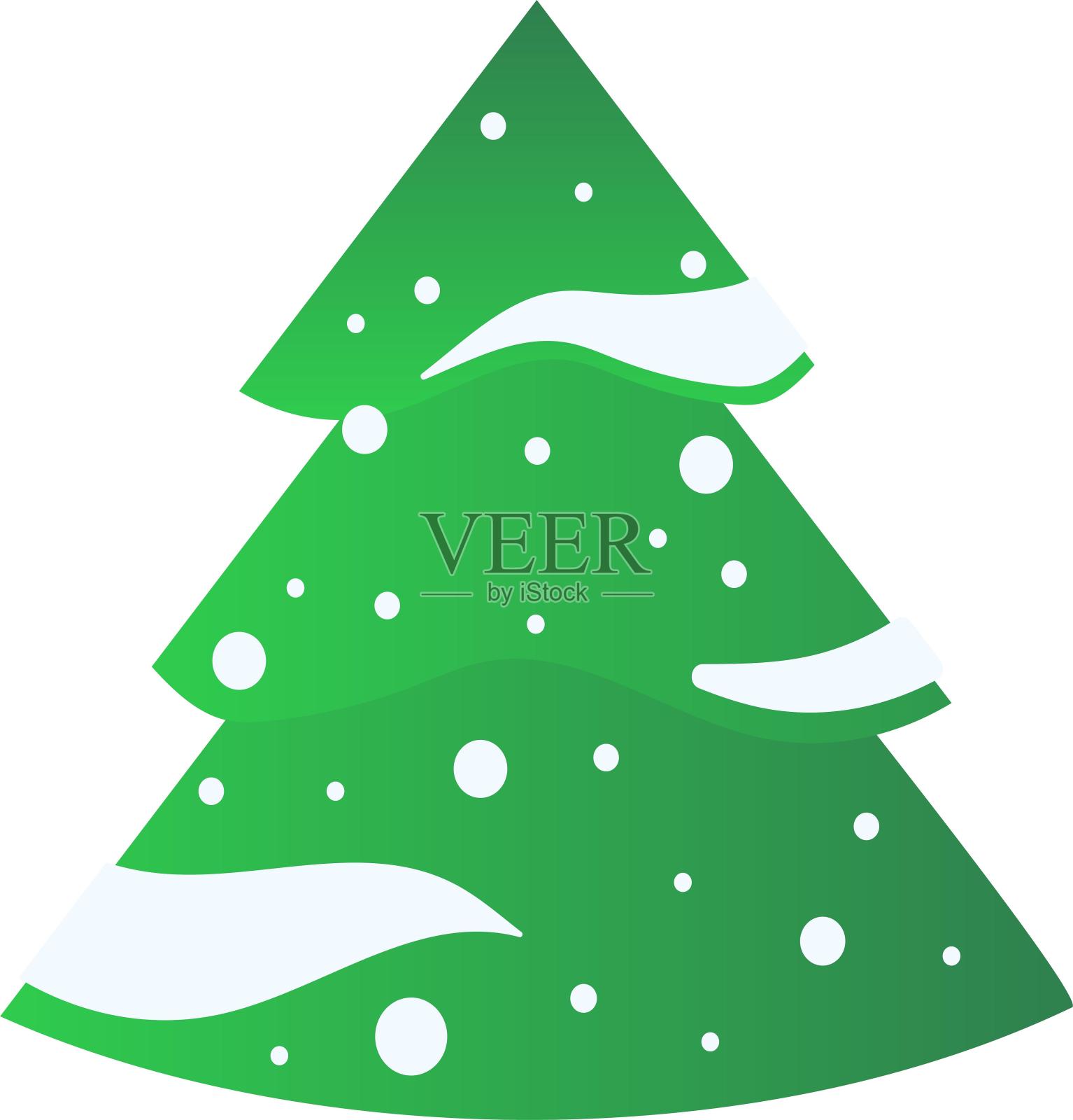 圣诞节圣诞树树木装饰树树创意绿色扁平元素设计元素图片