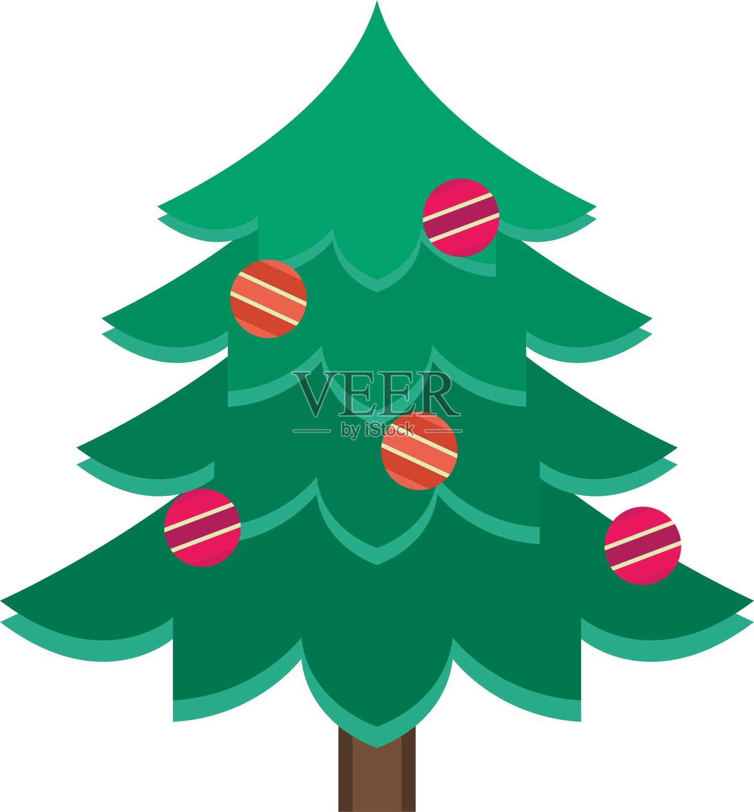 圣诞节圣诞树树木树创意绿色扁平元素设计元素图片