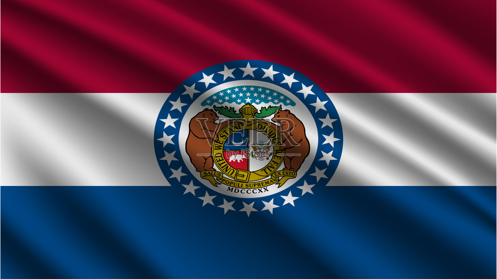密苏里州-密苏里州旗帜-密苏里州旗帜高细节-国旗密苏里州波浪图案循环元素-织物纹理和无尽的循环-密苏里州循环旗帜-美国州旗帜-挥舞的旗帜插画图片素材
