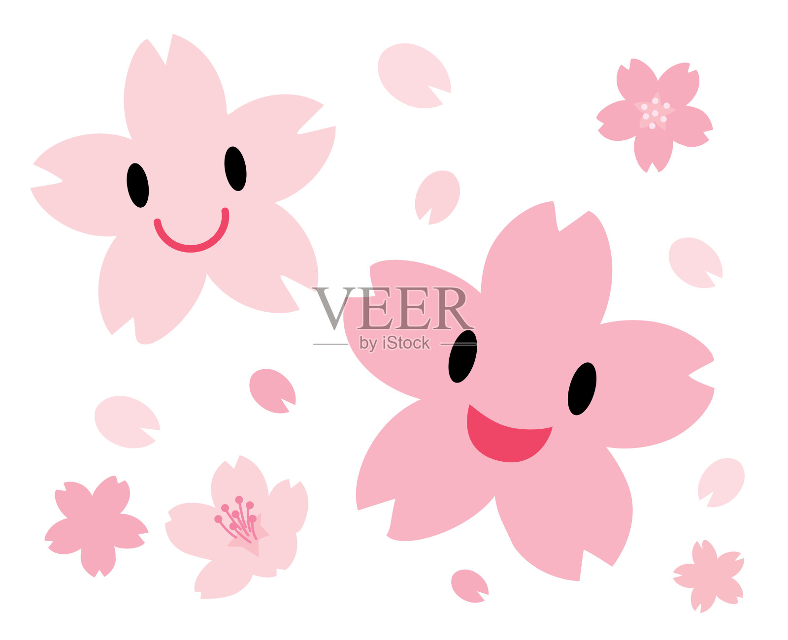 两个可爱的樱花的性格。插画图片素材
