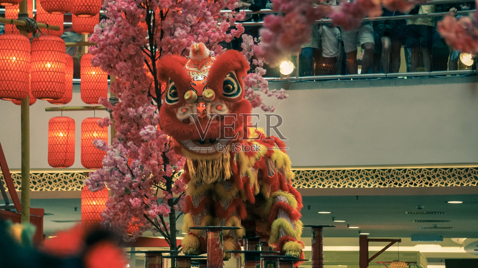在中国新年庆祝活动中舞狮照片摄影图片