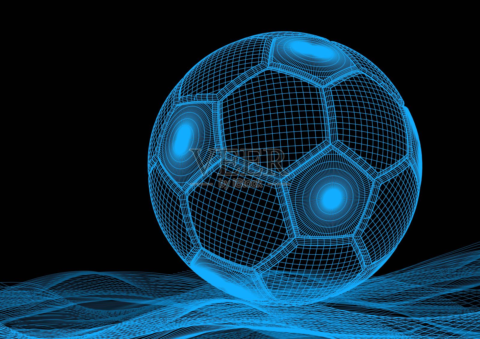 金属足球。3D插图。3 d动画。高分辨率。插画图片素材