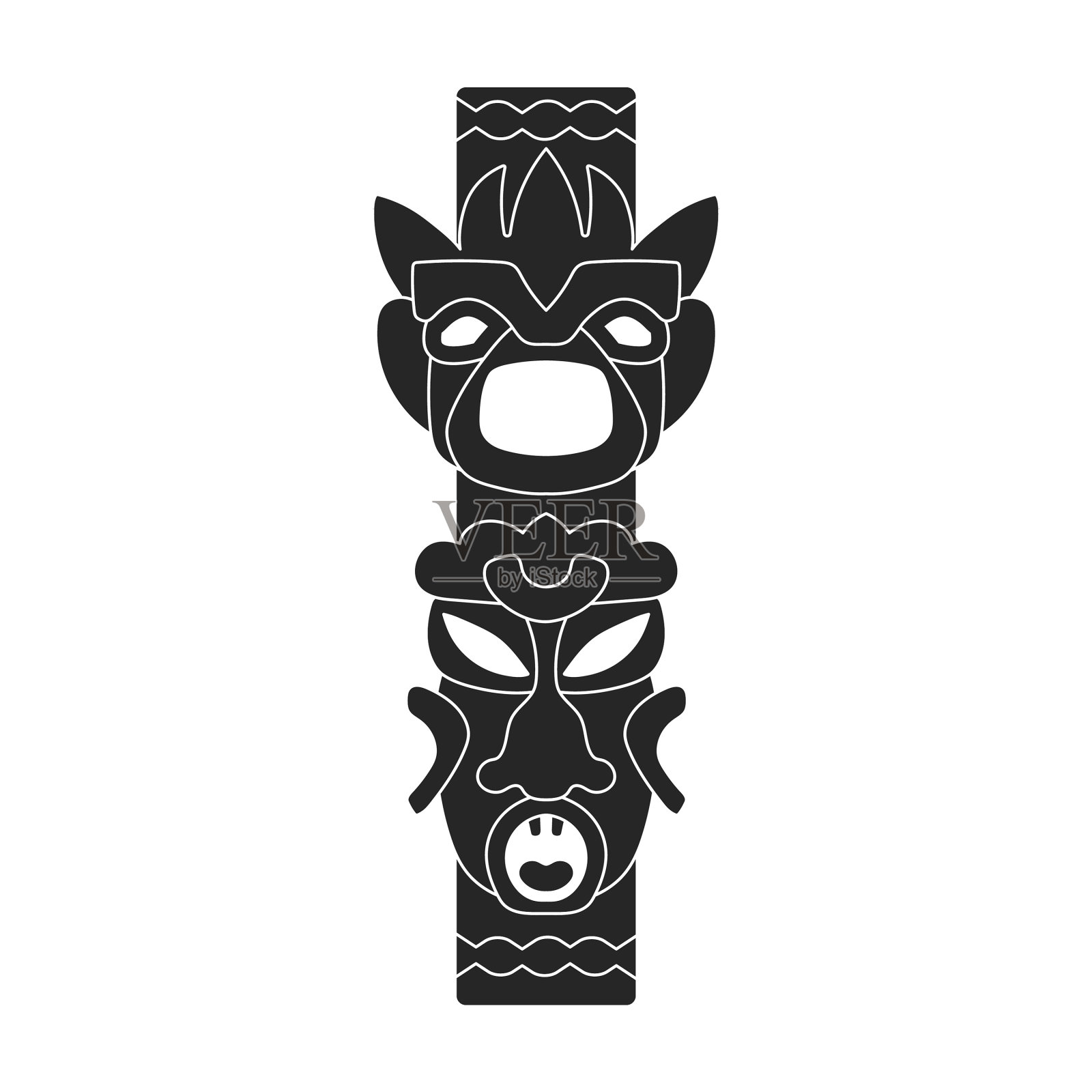 夏威夷提基神的插图。部落的图腾插画图片素材_ID:314119489-Veer图库