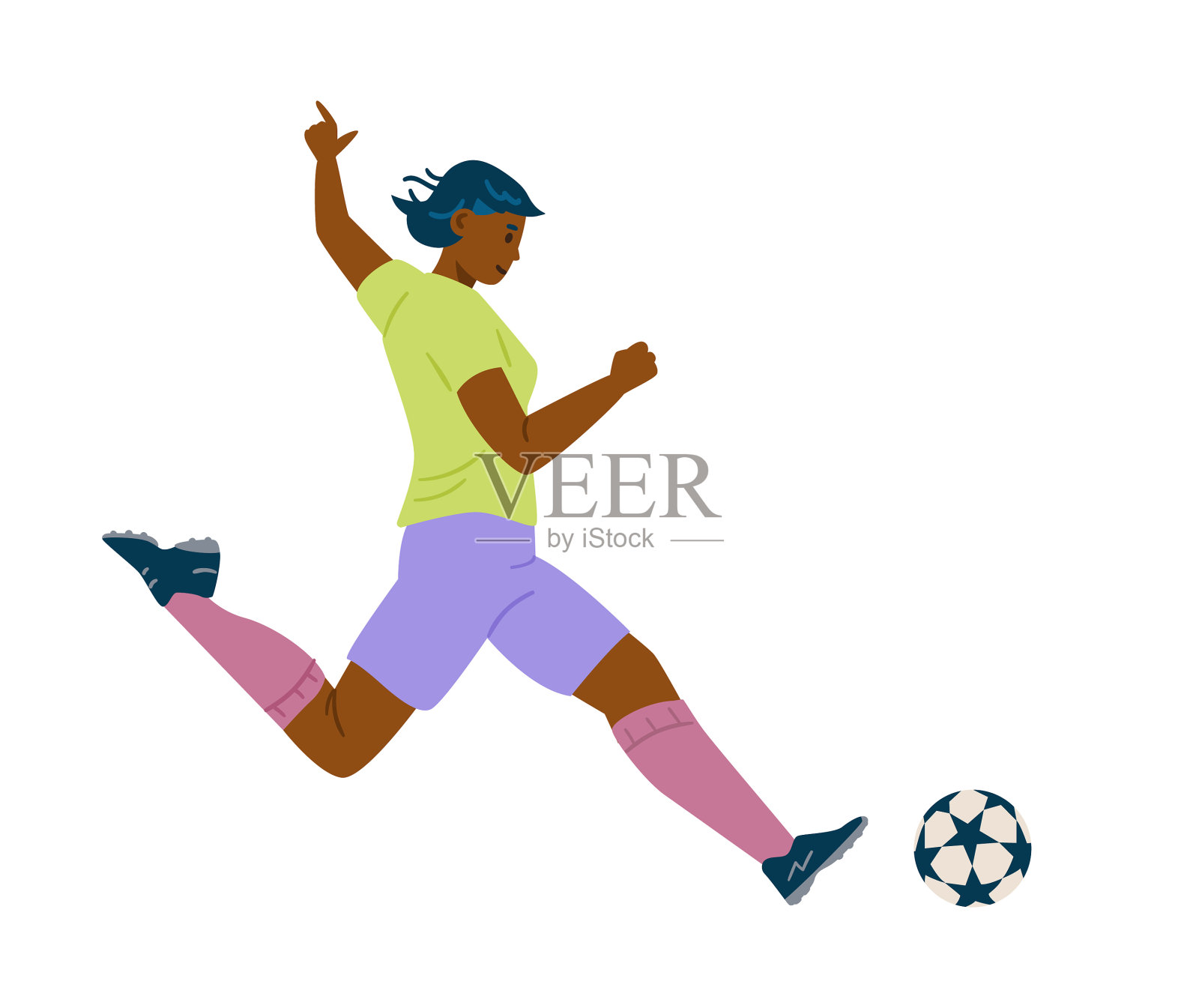 女足球运动员跑着踢球设计元素图片