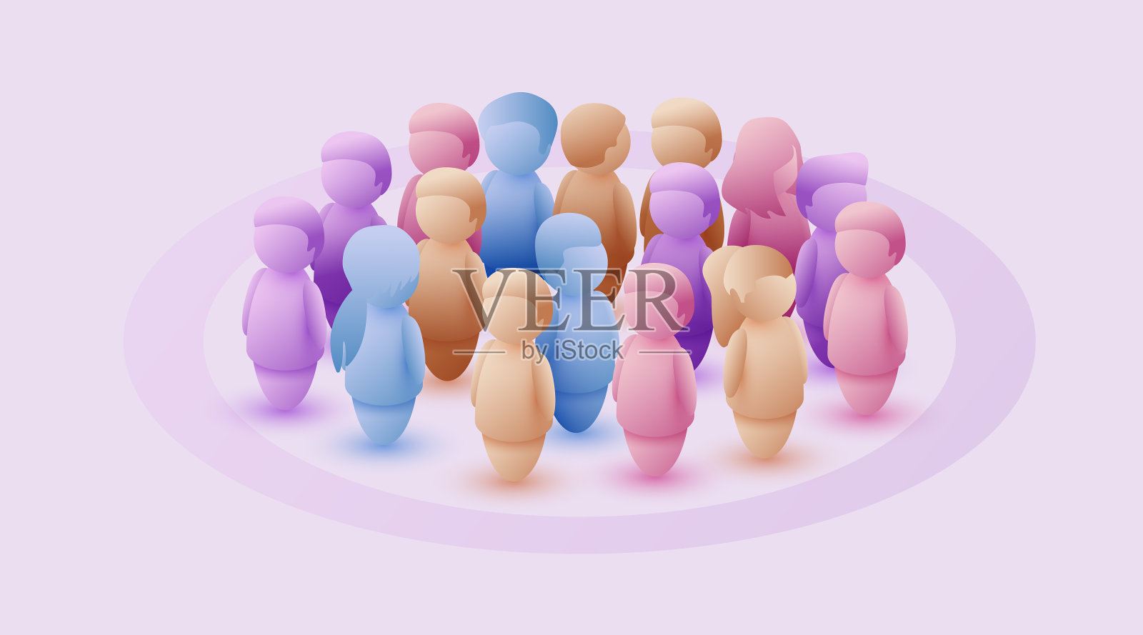 一大群程式化的人围成一个圆圈。插画图片素材_ID:140755482-Veer图库