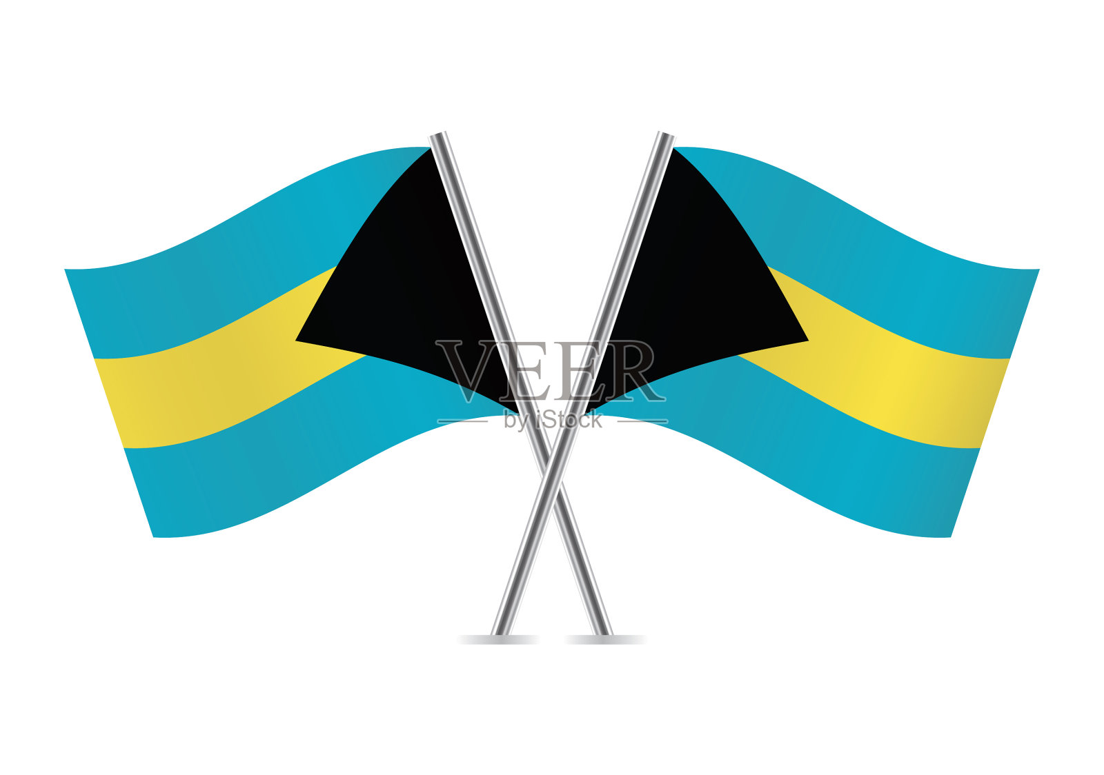 巴哈马群岛交叉旗帜设计元素图片