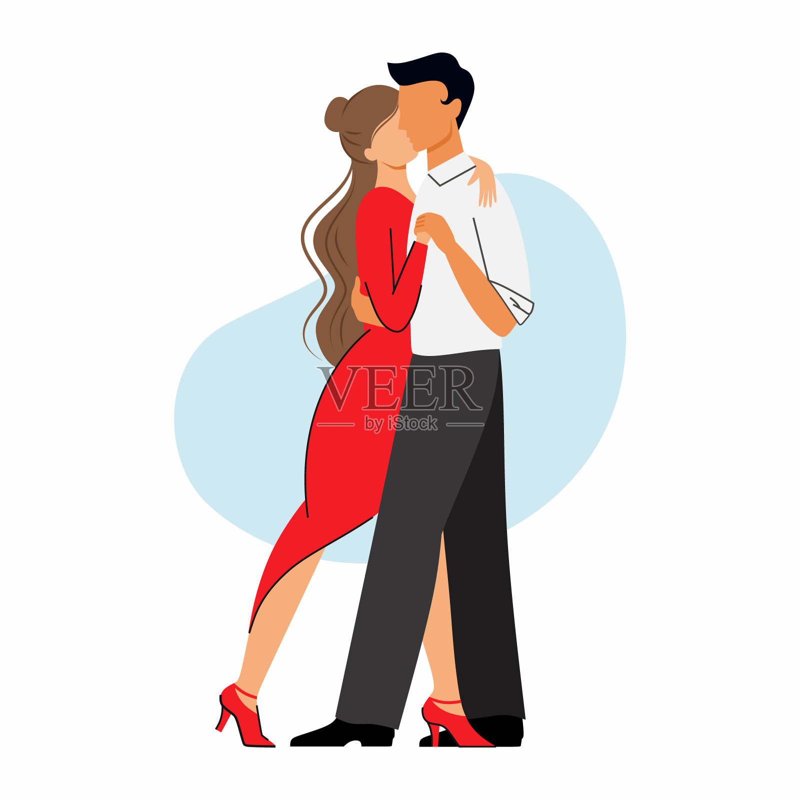国际探戈。男人和女人一起跳舞。插画图片素材
