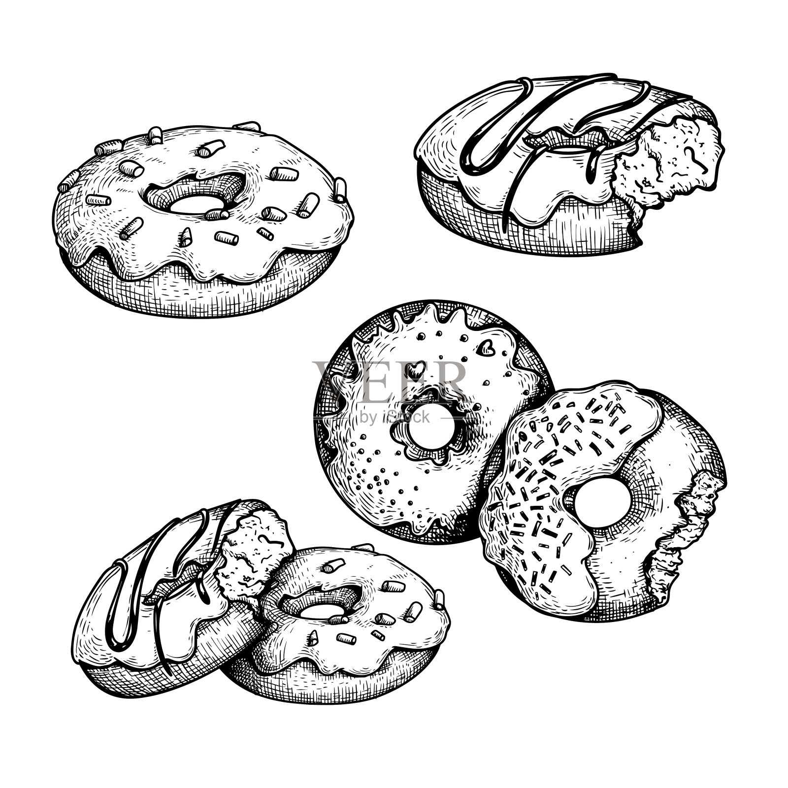 甜甜圈素描画法图片