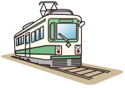 有轨电车遍布整个城市，是人们方便的交通工具。插画图片