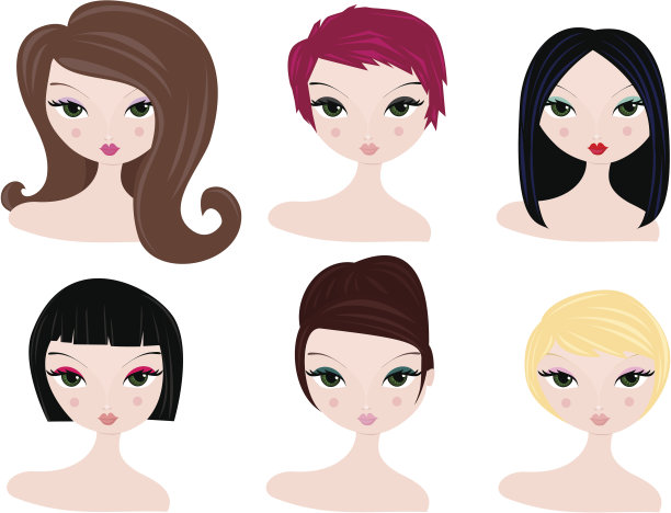 绘制各种各样的女性发型图片
