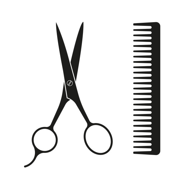 剪刀和梳子的图标理发美发师或发廊设计元素矢量插图图片