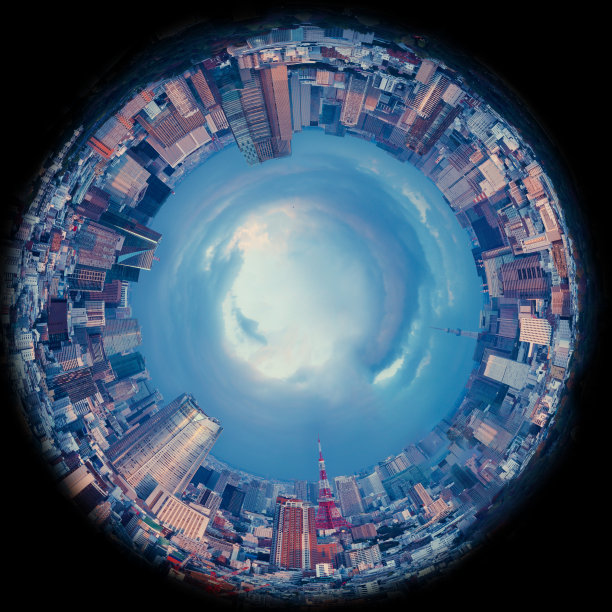 都市天际线画圆图片
