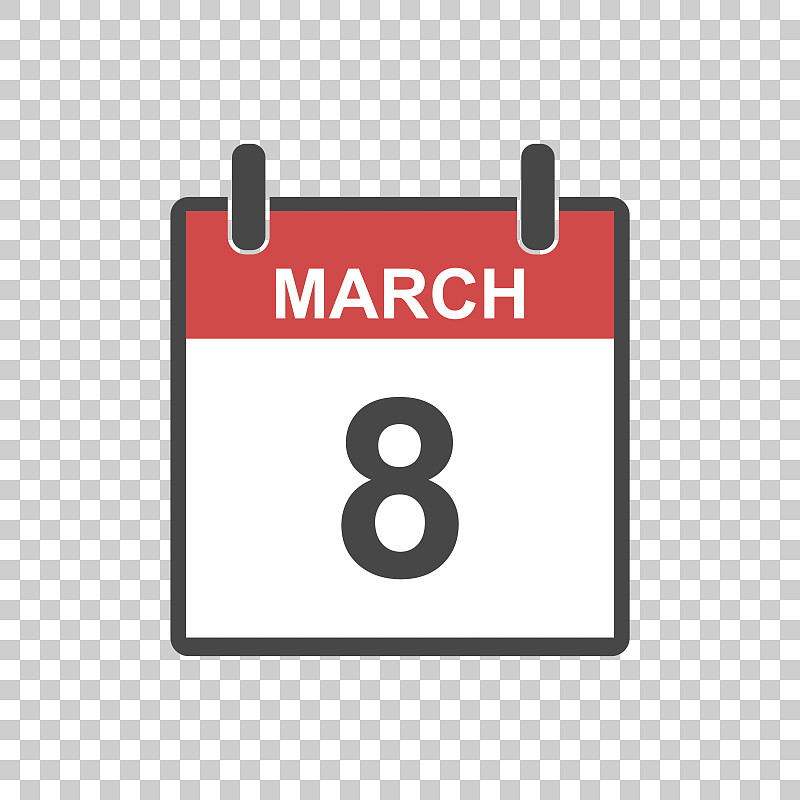 3月8日日历图标。国际妇女日。矢量插图在平面风格。图片下载